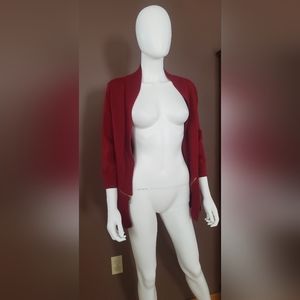 PREMISE studio medium maroon cardigan sweater with gold zip